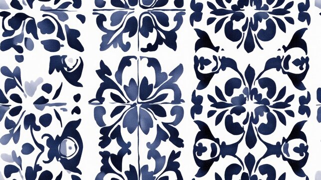 Winter Backdrop featuring Santorini Pattern Original ethnic textile motifs with seamless navy simple shapes and ornate ogee delicate print Bleach fabric print design