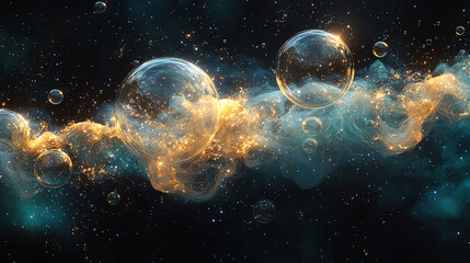 Bubbles in various sizes creating an abstract pattern, organic shapes, whimsical and light