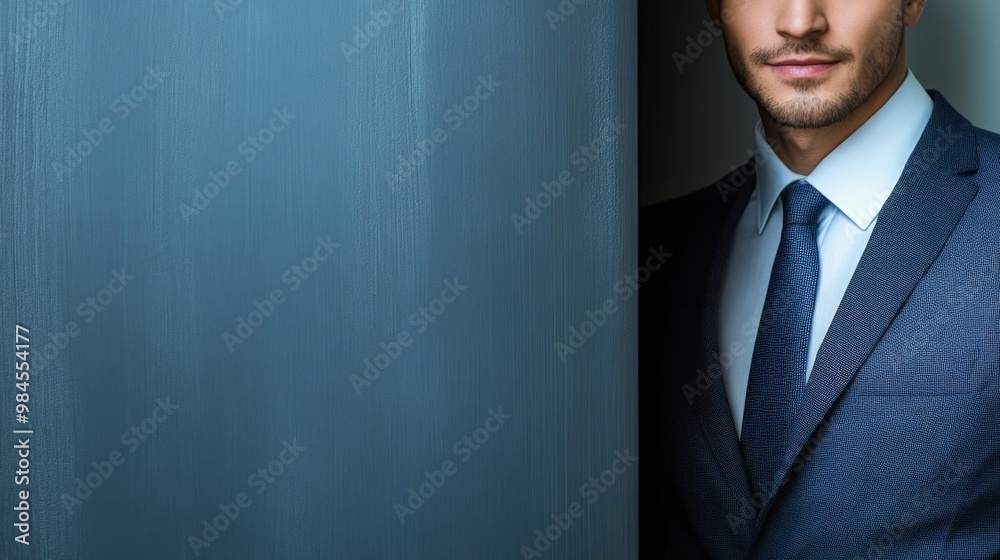 Canvas Prints  businessman peeking, on the right, peeking half of the body