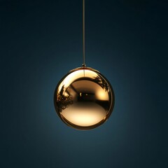 Radiant Golden Orb: 3D Elegant Sphere in Mid-Air with Rich Reflections on Gradient Background for Luxury Concepts