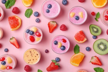 Creative layout made of smoothies. Flat lay. Food concept.