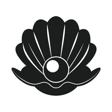 Elegant pearl shell silhouette vector on white background, perfect for decor or digital projects.