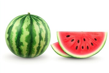 Fresh watermelon slices isolated on white background with clipping path.