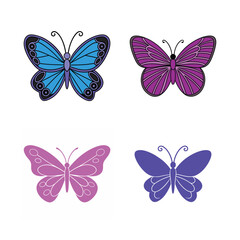 set of butterflies isolated