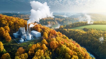Fototapeta premium A large industrial plant with smoke coming out of it