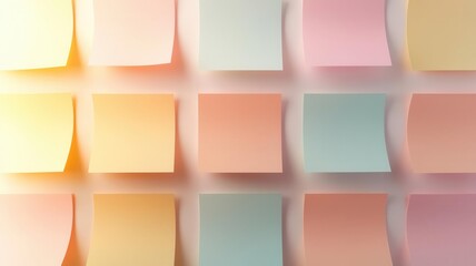 Fototapeta premium Business brainstorming session, sticky notes on a wall, 3D illustration, copy space for text,