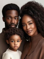 Obraz premium African American Father, Mother and sun . Skin is chocolate brown. family