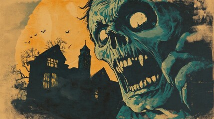 Vintage Halloween poster design with retro fonts, classic imagery, and an old-fashioned spooky vibe