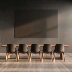 Business conference room, with projector and screen, 3D illustration, copy space for text,