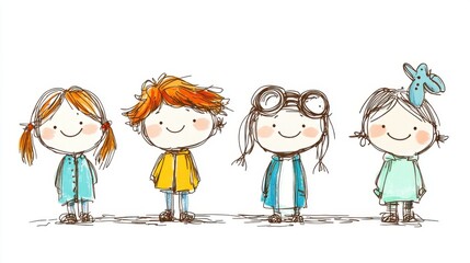Fototapeta premium Happy Children with Colorful Outfits and Expressions