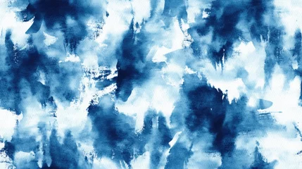 Watercolor wash with spattered paint creating a tie dye pattern Rustic ornament textile template featuring indigo cyan and white abstract designs Ethnic adornment crafted with wavy watercolor effec