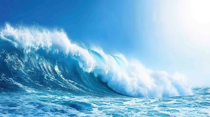 Fototapeta premium A large wave is crashing into the ocean