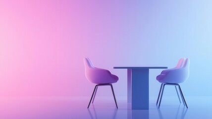 Business meeting, around a conference table, 3D illustration, copy space for text,