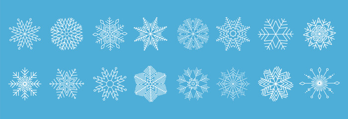 Snowflakes vector icon . White simple snowflakes with a stars . Christmas decoration .