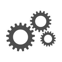 Gear wheel abstract vector set. Collection of different dark grey cogwheels isolated on white. Doodle style gear mechanism. New business idea, teamwork, progress, technology concept.