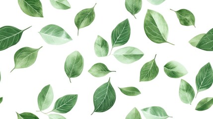 Seamless pattern of green leaves minimalist delicate botanical backdrop