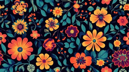 Fototapeta premium Vibrant seamless pattern design suitable for decor wallpaper wrapping paper fabric and backdrops