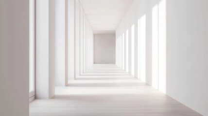 Office hallway, lined with business offices, 3D illustration, copy space for text,