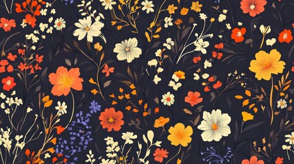 Obraz premium Seamless floral pattern design featuring various flowers