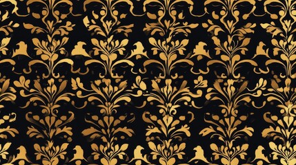 Fototapeta premium Black and gold seamless design pattern