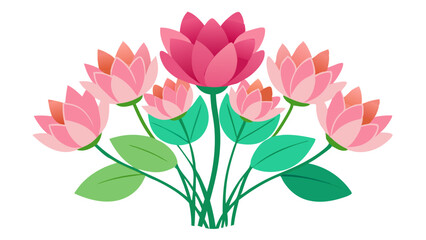 bouquet of Lotus , Serene Lotus Flower Illustration - Delicate Pink and Green Petals, Symbolic for Peace and Purity, Ideal for Spiritual and Botanical Themes, Lotus Vector Illustration