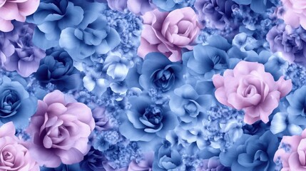 Fototapeta premium Allover seamless floral pattern design featuring a blurred stylistic 3D effect suitable for wallpaper carpets rugs bed sheets digital prints textile prints and various decorative uses