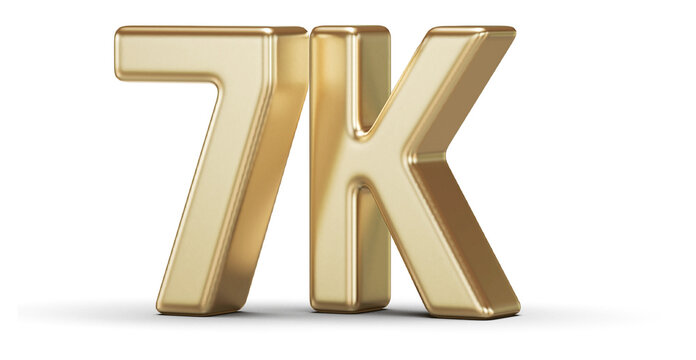 7K Followers Gold 3D Number