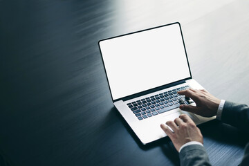 Man with laptop. Mockup of the screen