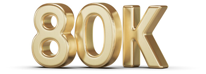 80K Followers Gold 3D Number