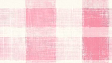 Fototapeta premium Pink plaid checkered pattern with a textured grid appearance on a pink background