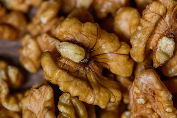 raw nut peeled whole kernels of walnuts harvest