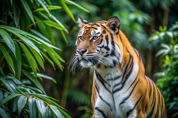 a big strong tiger with a proud look in the jungle