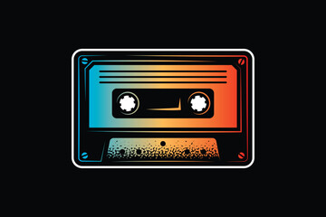 Audio cassette. Original vector illustration in vintage style. T-shirt design.