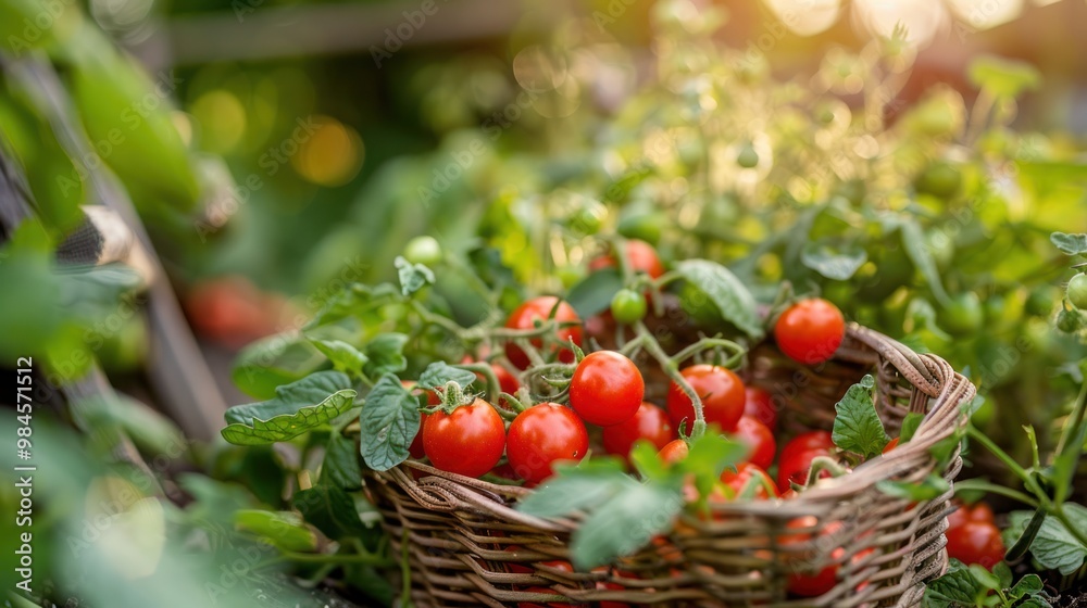 Wall mural fresh tomatoes in a basket