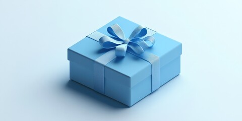 Obraz premium Elegant Blue Gift Box with Satin Ribbon Decor