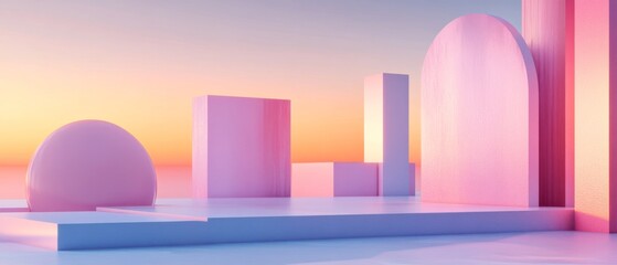 Minimalist geometric composition with subtle gradients and precise shapes, set against a smooth background to emphasize the design's simplicity and elegance