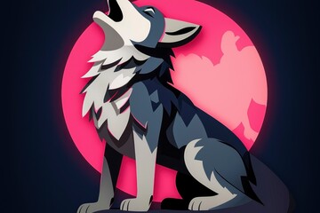 Fototapeta premium Wolf Howling at the Moon