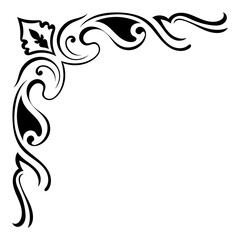 Thin line vintage corner. Medieval period of the Victorian dynasty. Fancy black monogram frame design element abstract icon collection Flower simple symbol