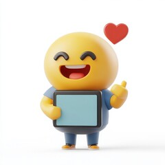 A 3D cartoon emoji holding a smartphone with a direct message notification popping up, on a white background