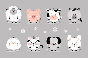 A set with animals. Vector design .