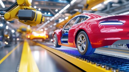 Automated Car Manufacturing Process in Factory Setting