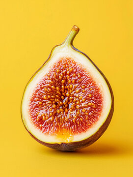 Fresh fig slice with vibrant colors and intricate details