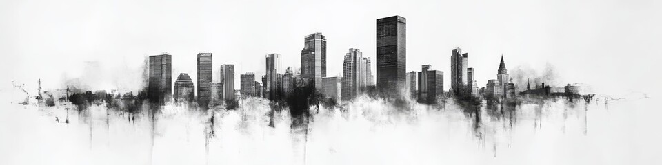 Fototapeta premium This is a breathtaking abstract portrayal of a city skyline, rendered in a range of monochrome tones, seamlessly fusing together various architectural components with elegant, smooth textures
