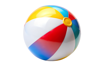 Close-up of colorful beach ball isolated on transparent background