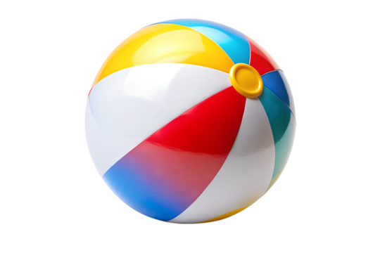 Close-up of colorful beach ball isolated on transparent background
