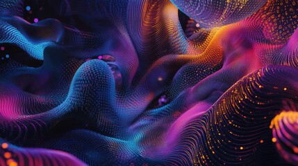 Creative AI system generating NFT collections automatically, featuring a series of vibrant, algorithmically crafted designs ready for blockchain minting