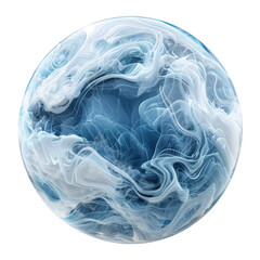 A visually captivating abstract sphere composed of swirling blue and white patterns. The colors blend seamlessly, creating a dynamic and captivating visual experience. The spherical form adds a sense 