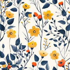Floral Pattern Featuring delicate florals, wildflowers, and romantic motifs, ai generated