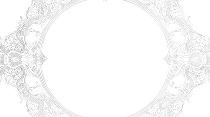 Obraz premium Intricate Circular Lace like Frame Design on White Background with Copy Space