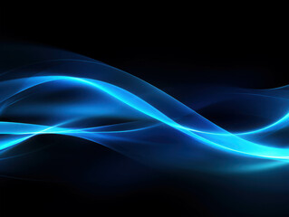 Naklejka premium Azure Waves of Energy: Abstract blue waves of light flow across a dark background, evoking a sense of energy, movement, and dynamism. 